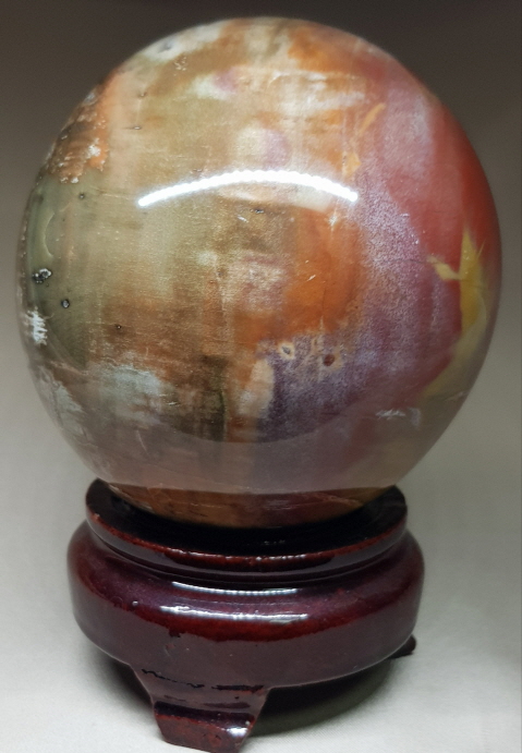 나무 화석(규화목)수정 구 92mm