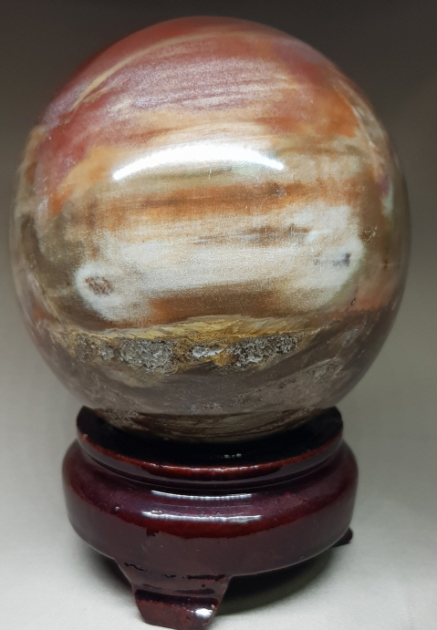 나무 화석(규화목)수정 구 92mm