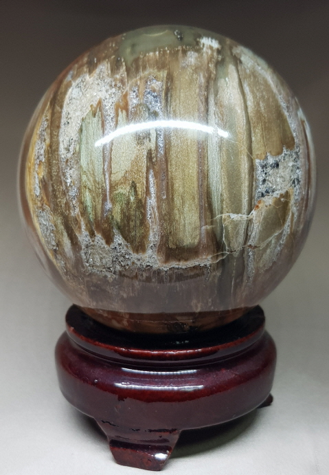 나무 화석(규화목)수정 구 92mm