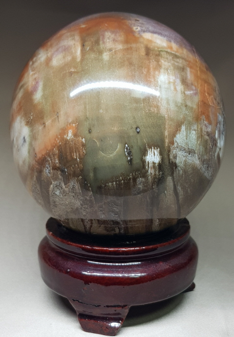 나무 화석(규화목)수정 구 92mm