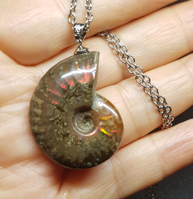 암몰라이트 화석펜던트