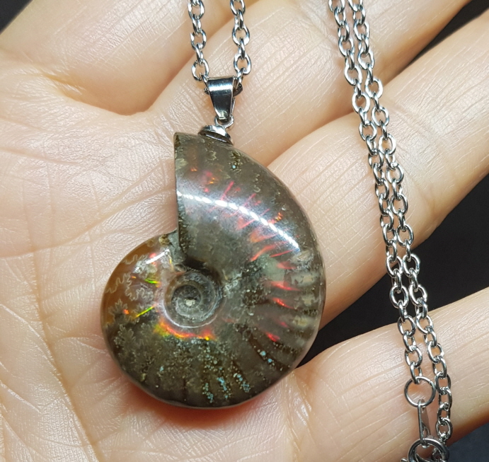 암몰라이트 화석펜던트