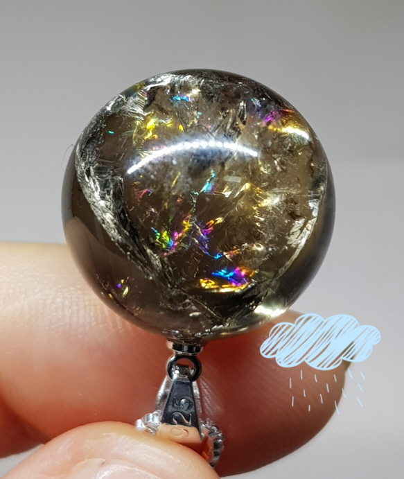 무지개 연수정 19mm 구슬형 펜던트