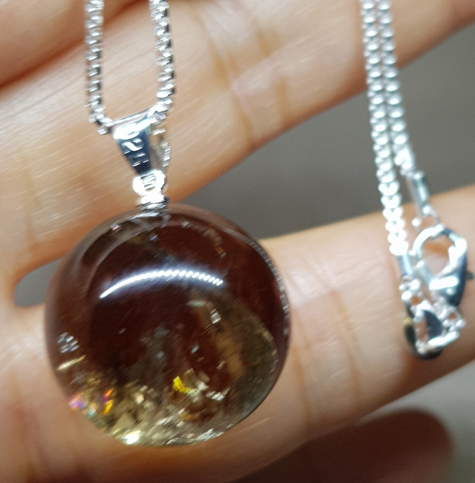 무지개 연수정 19mm 구슬형 펜던트