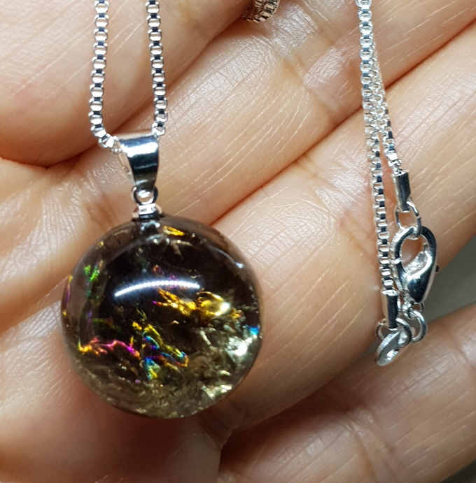 무지개 연수정 19mm 구슬형 펜던트