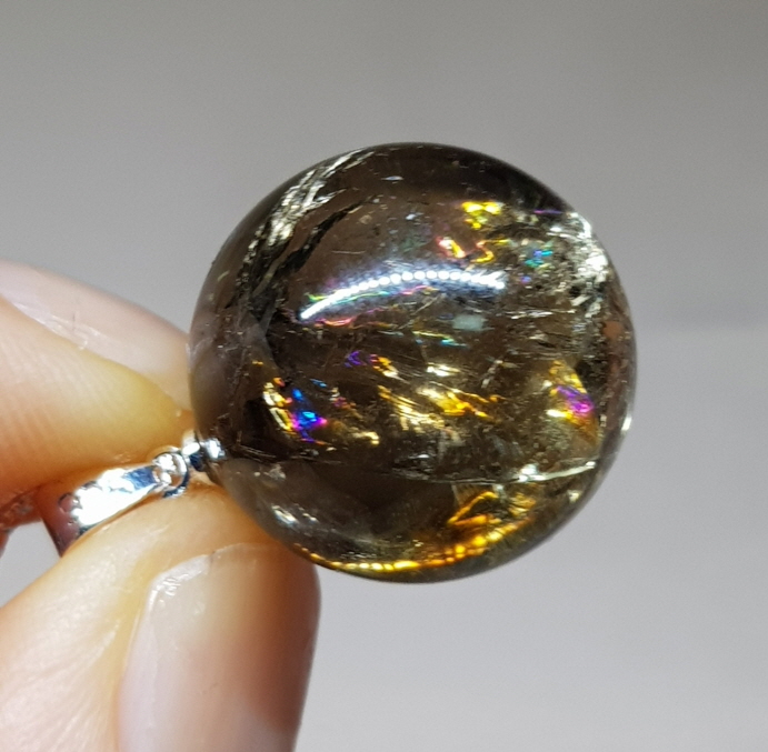 무지개 연수정 19mm 구슬형 펜던트